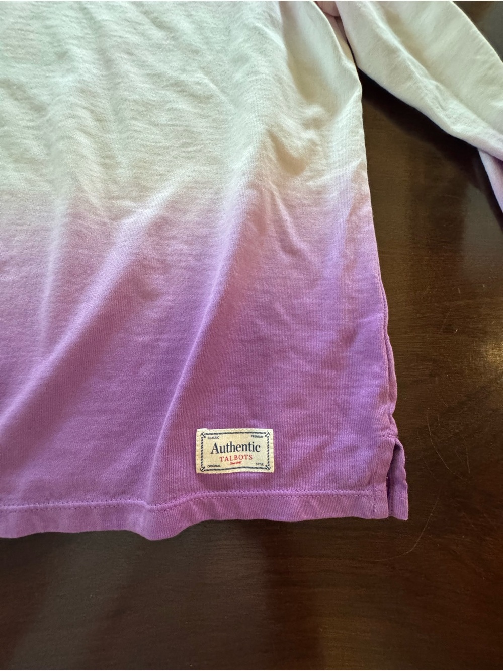 Talbots Ombre Long Sleeve Tee in Pink & Purple Fade -100% cotton - Picture 4 of 7